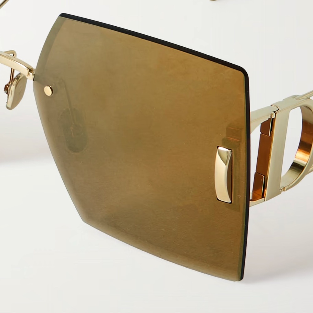 DIOR 30 Montaigne S7U Square Frame Sunglasses Gold/Gold Lens - MSRP $610 - BNIB - Picture 3 of 8
